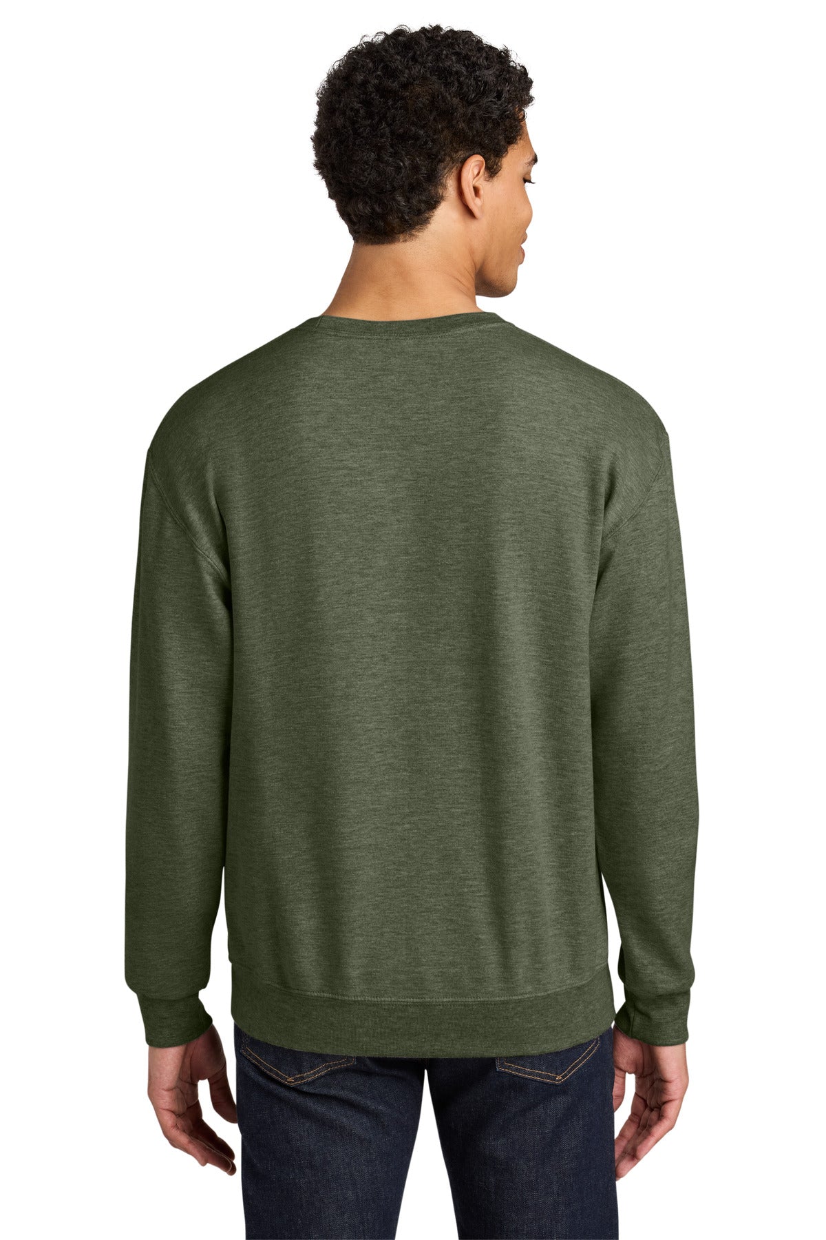 MilGrnHtr Jerzees Ultimate Unisex CVC Ring Spun Crewneck Sweatshirt IC48M