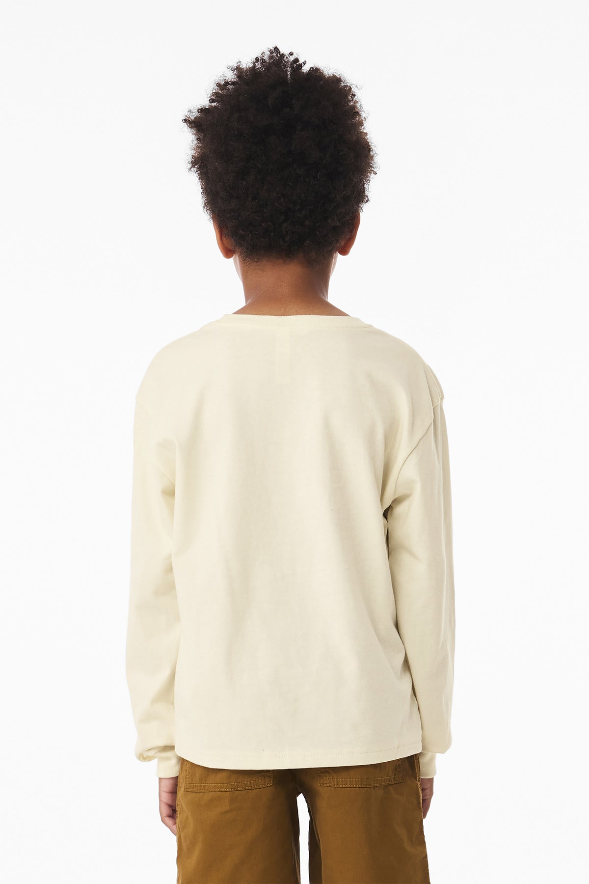 Natural BELLA+CANVAS Youth 6-Ounce Heavyweight Long Sleeve Tee BC3511Y