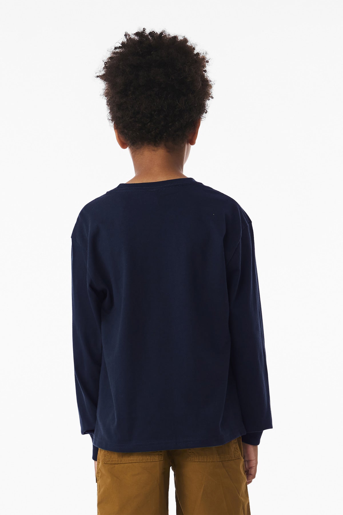 Navy BELLA+CANVAS Youth 6-Ounce Heavyweight Long Sleeve Tee BC3511Y