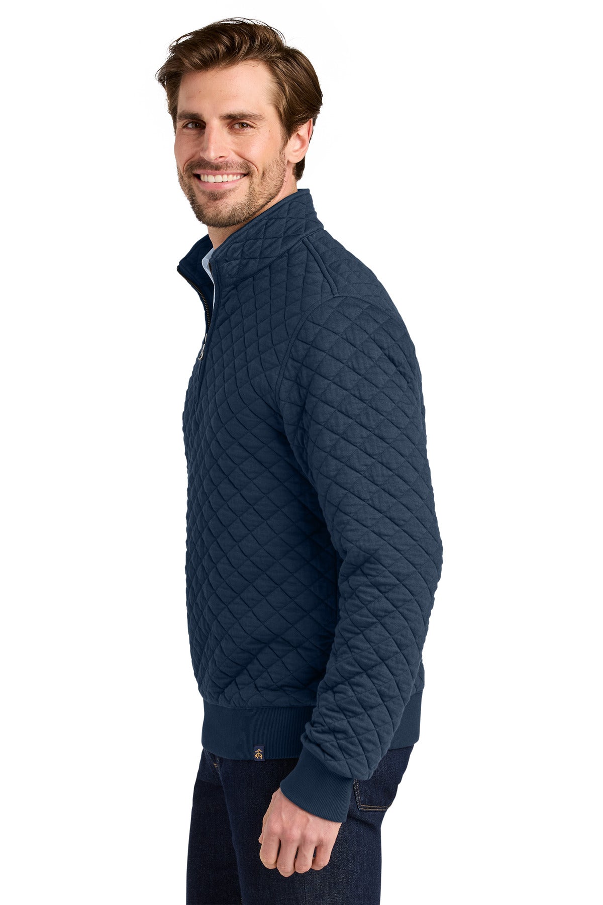 NavyBlazer Brooks Brothers Diamond Quilt 1/4-Zip BB18212