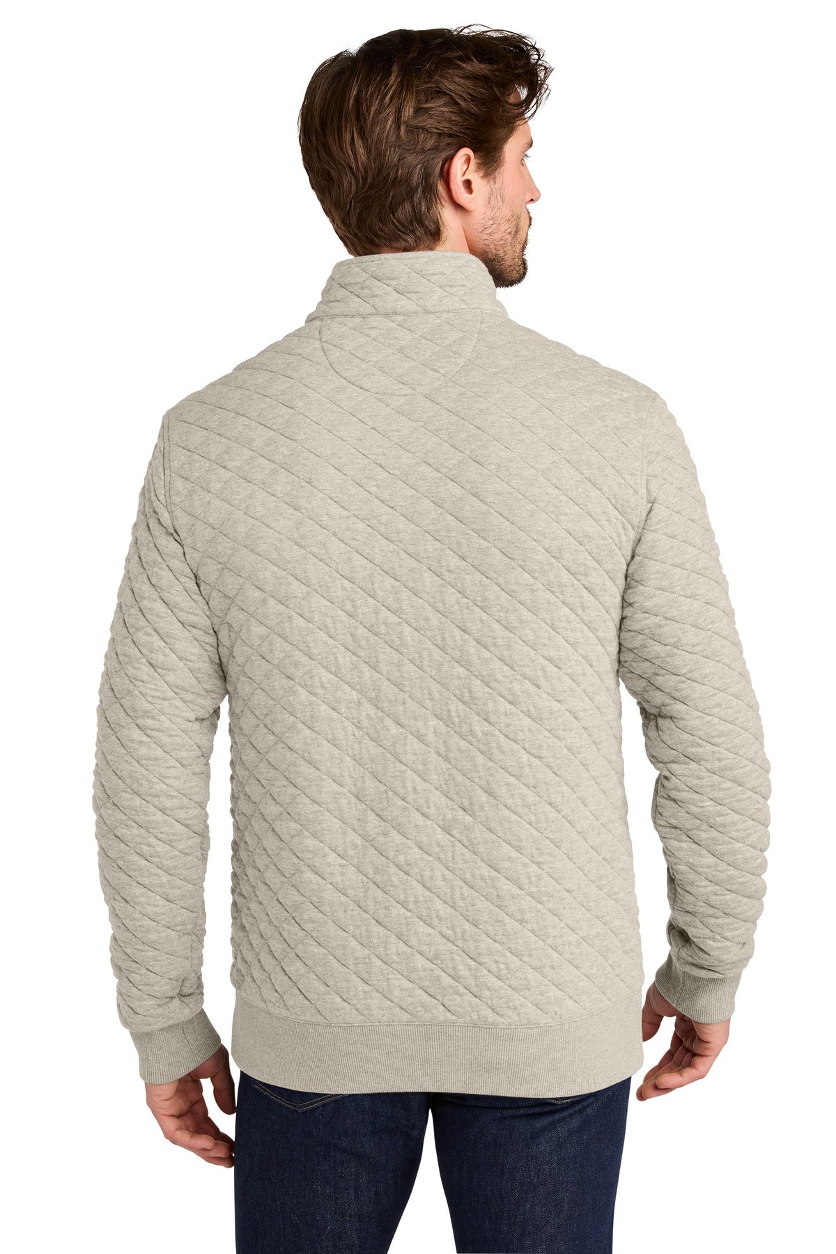 OatHthr Brooks Brothers Diamond Quilt 1/4-Zip BB18212