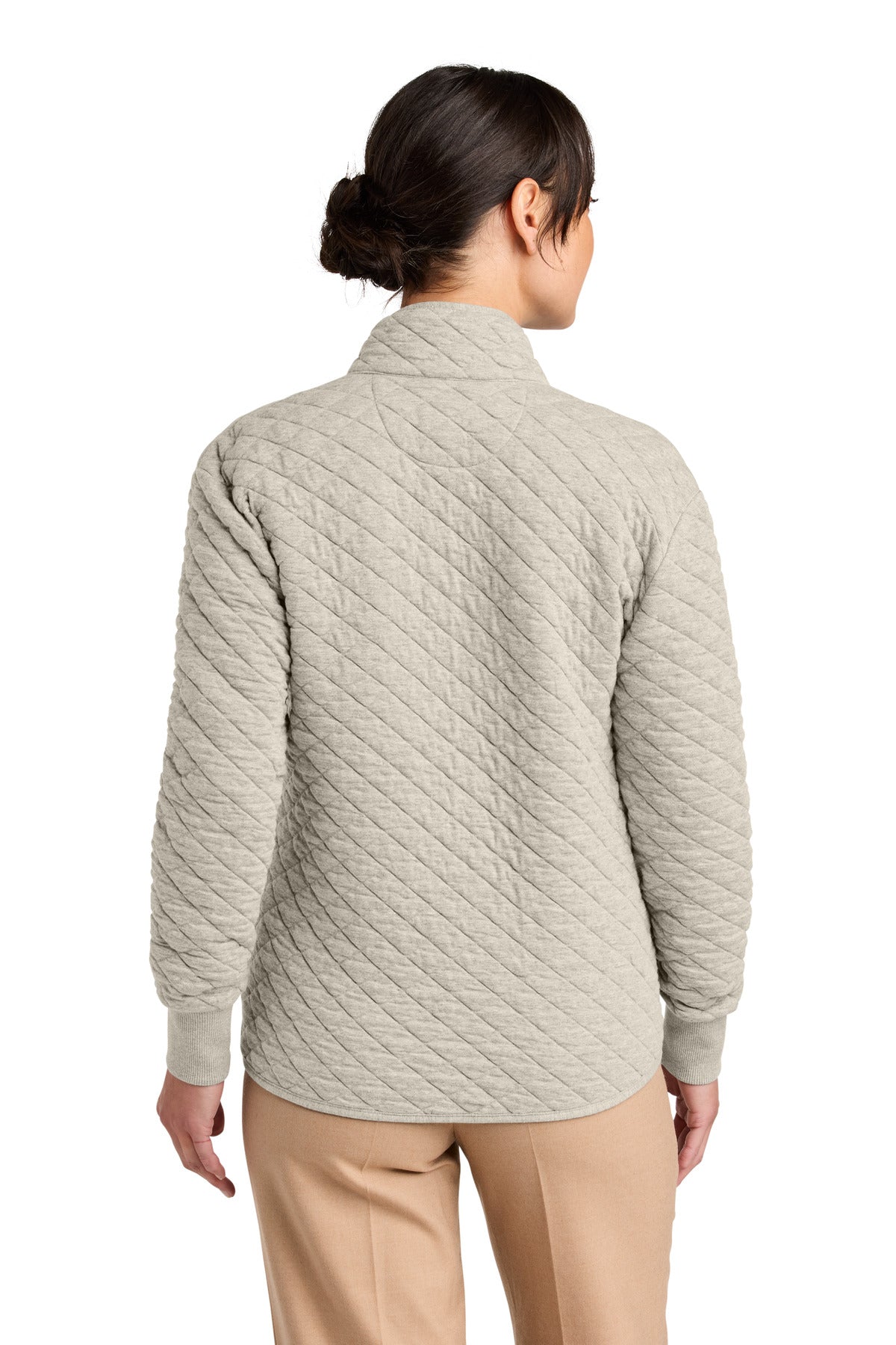 OatHthr Brooks Brothers Women's Diamond Quilt Full-Zip BB18213