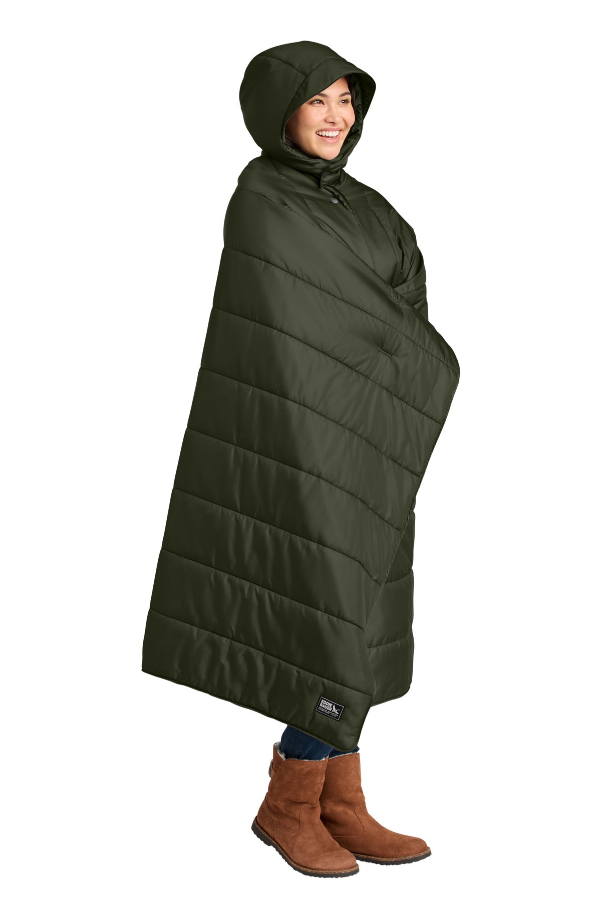 OliveGreen Eddie Bauer Puffy Camp Poncho EB755