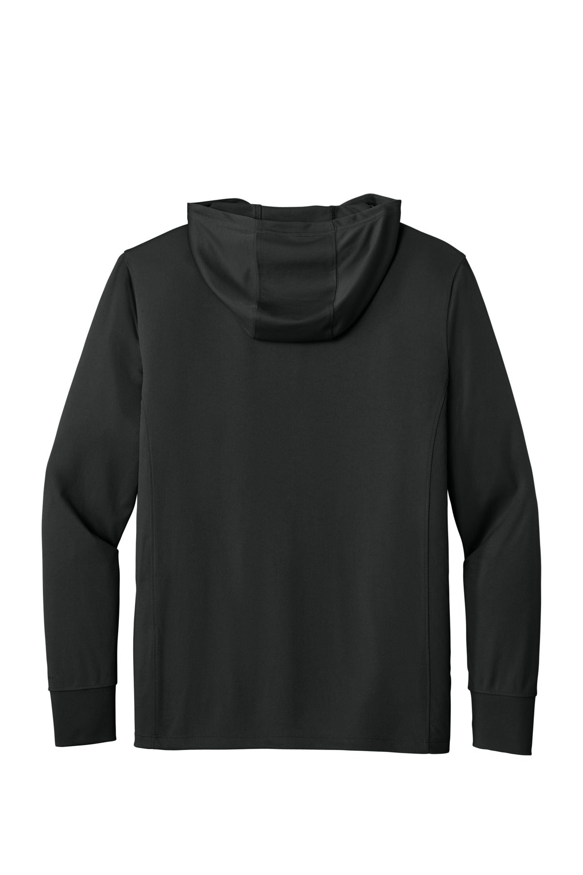 Rear View of Black Carhartt Force Sun Defender Long Sleeve Hooded T-Shirt CT106923