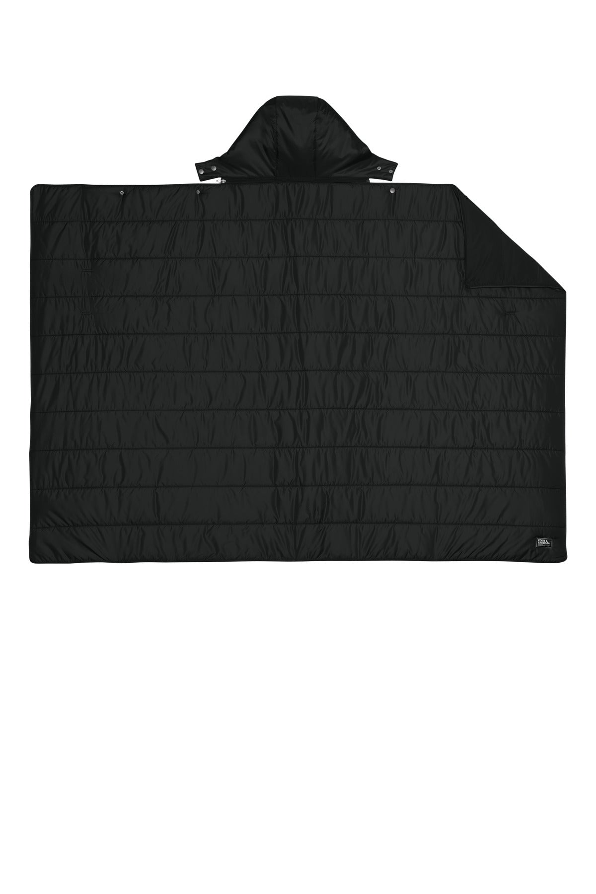 Rear View of Black Eddie Bauer Puffy Camp Poncho EB755