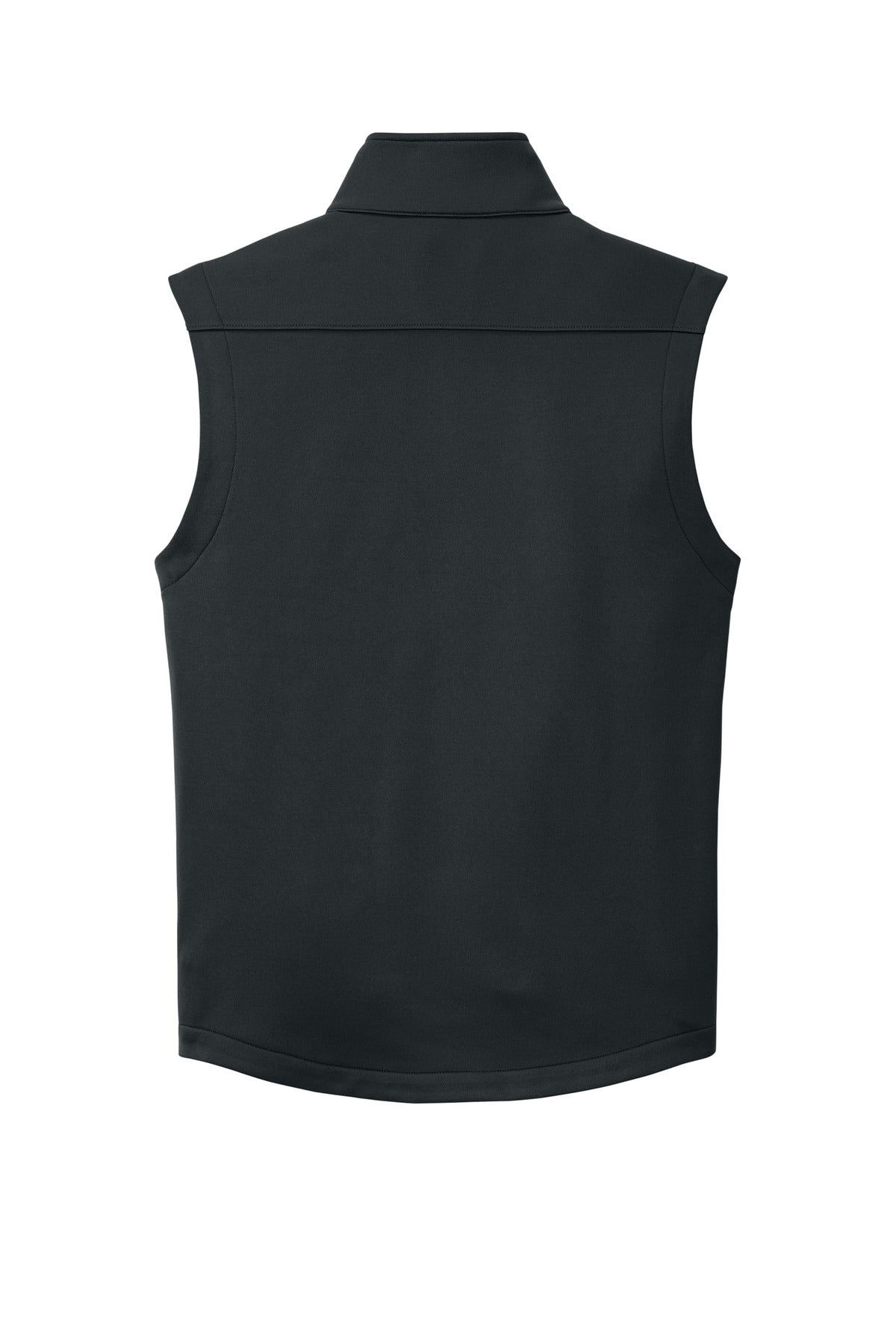 Rear View of Black Eddie Bauer Smooth Mid Layer Fleece Vest EB2560