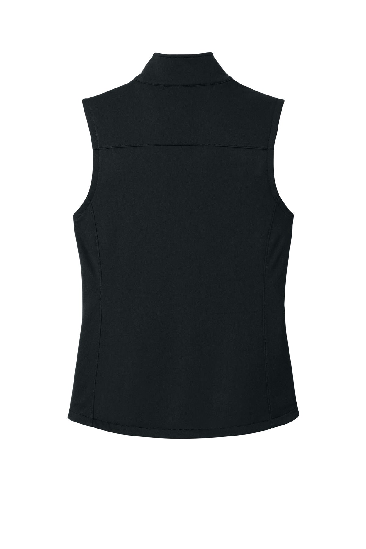 Rear View of Black Eddie Bauer Women's Smooth Mid Layer Fleece Vest EB2570
