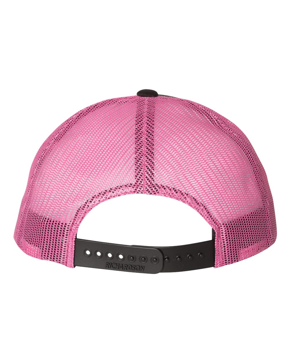 Rear View of Black/ Neon Pink Low Pro Trucker Cap - 115