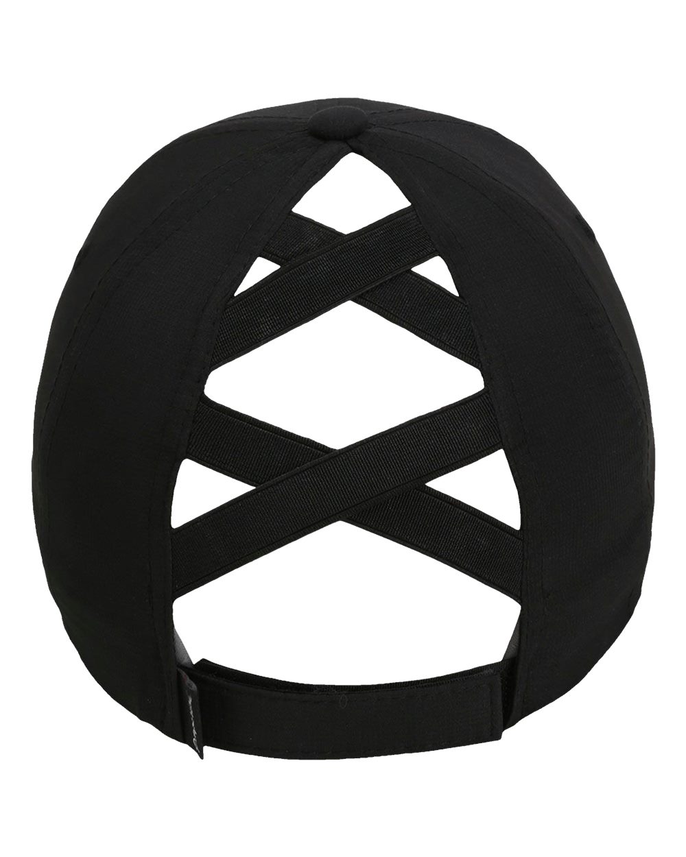 Rear View of Black The Hinsen Women's Performance Ponytail Cap - L338
