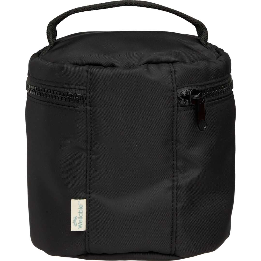 Rear View of Black Wellable Recycled Round Travel Case plain