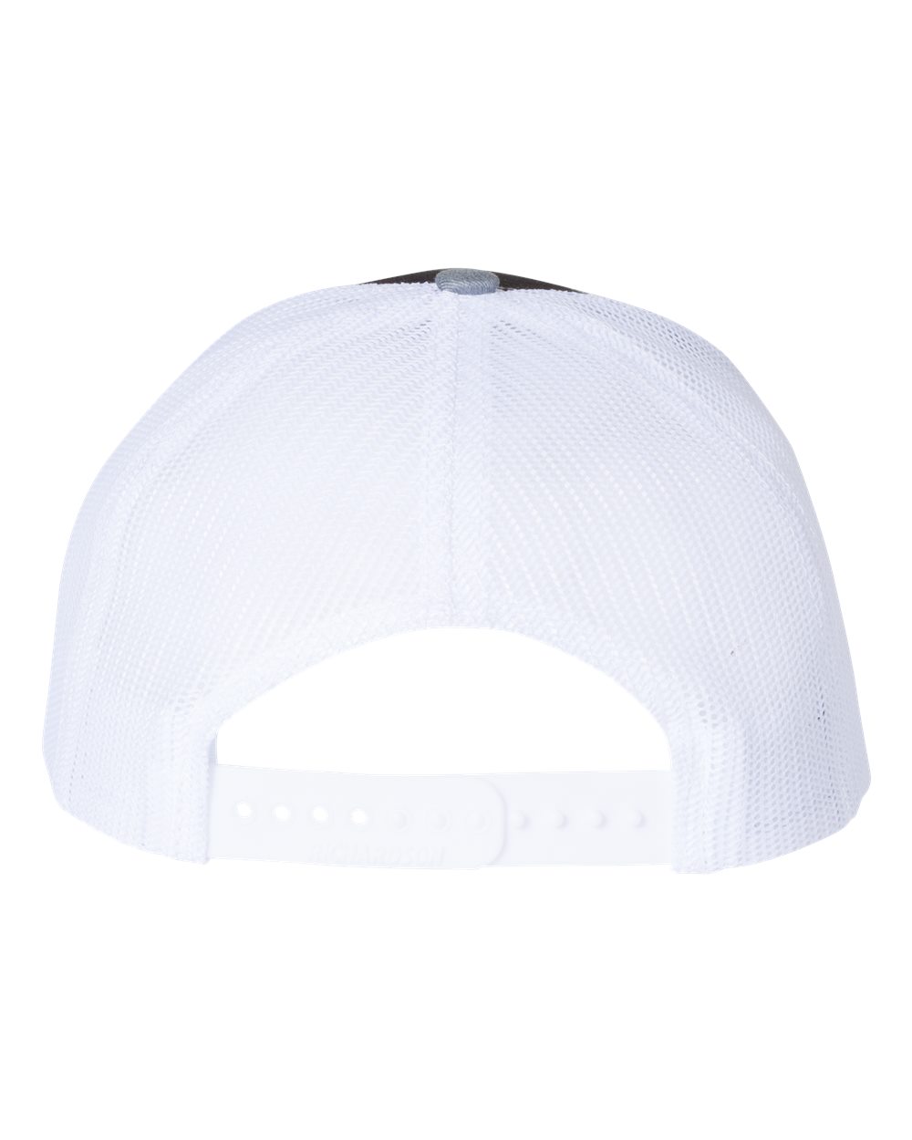 Rear View of Black/ White/ Heather Grey Snapback Trucker Cap - 112