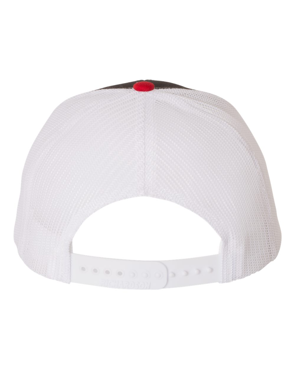 Rear View of Black/ White/ Red Snapback Trucker Cap - 112