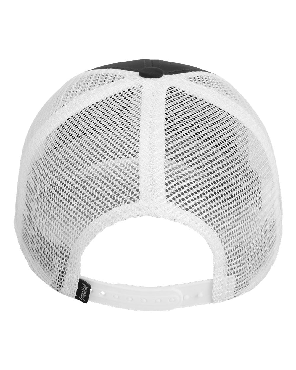 Rear View of Black/ White The Night Owl Performance Rope Cap - 7055