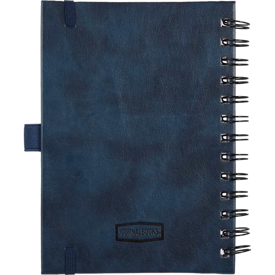 Rear View of Blue 5” x 7” FSC® Recycled Morano Spiral Journal plain