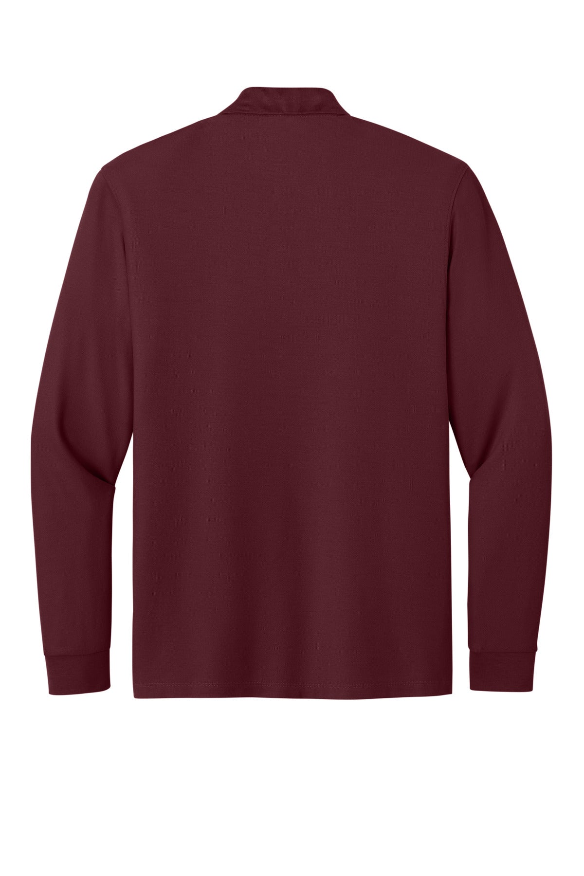 Rear View of Burgundy Port Authority Wearever Signature Pique Long Sleeve Polo K200LS