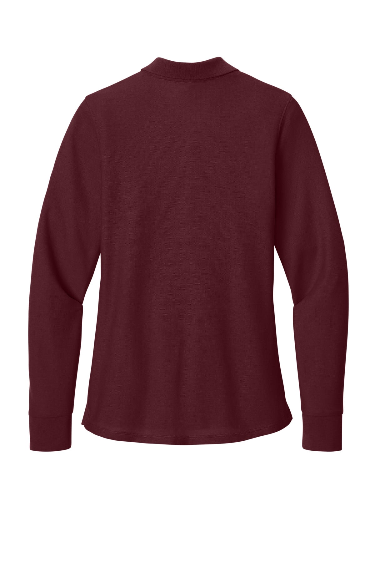 Rear View of Burgundy Port Authority Women's Wearever Signature Pique Long Sleeve Polo LK200LS