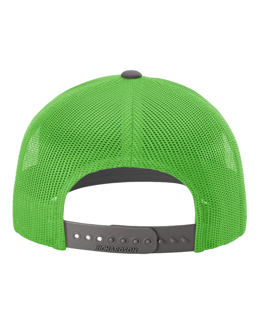 Rear View of Charcoal/ Neon Green Snapback Trucker Cap - 112