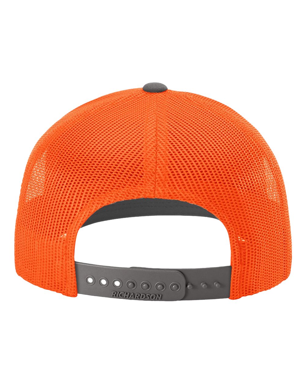 Rear View of Charcoal/ Neon Orange Snapback Trucker Cap - 112