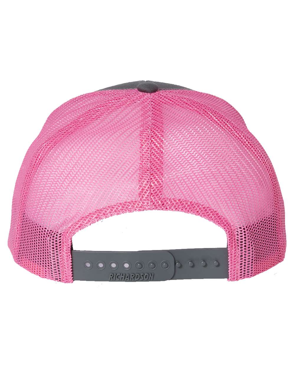 Rear View of Charcoal/ Neon Pink Snapback Trucker Cap - 112