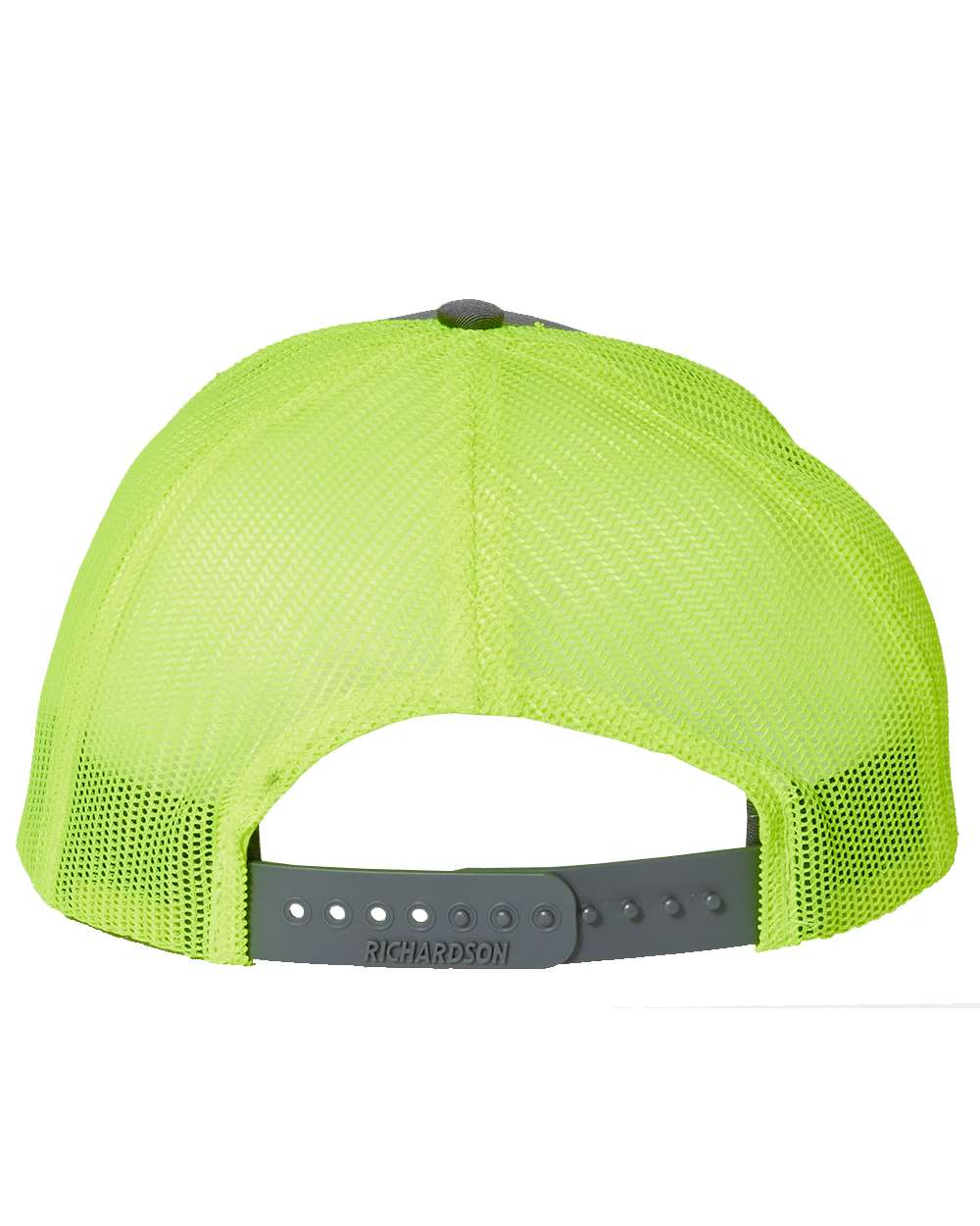 Rear View of Charcoal/ Neon Yellow Snapback Trucker Cap - 112