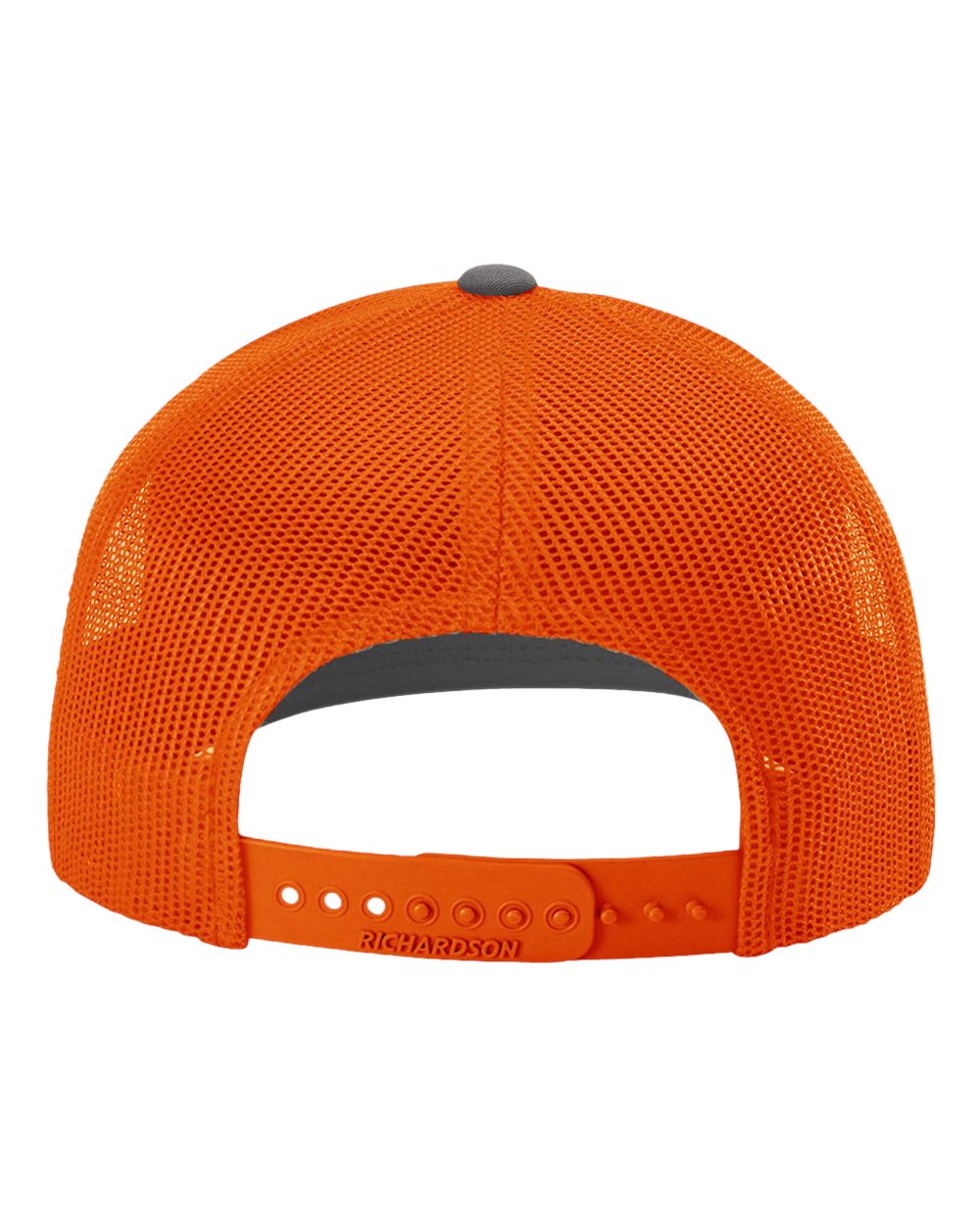 Rear View of Charcoal/ Orange Snapback Trucker Cap - 112