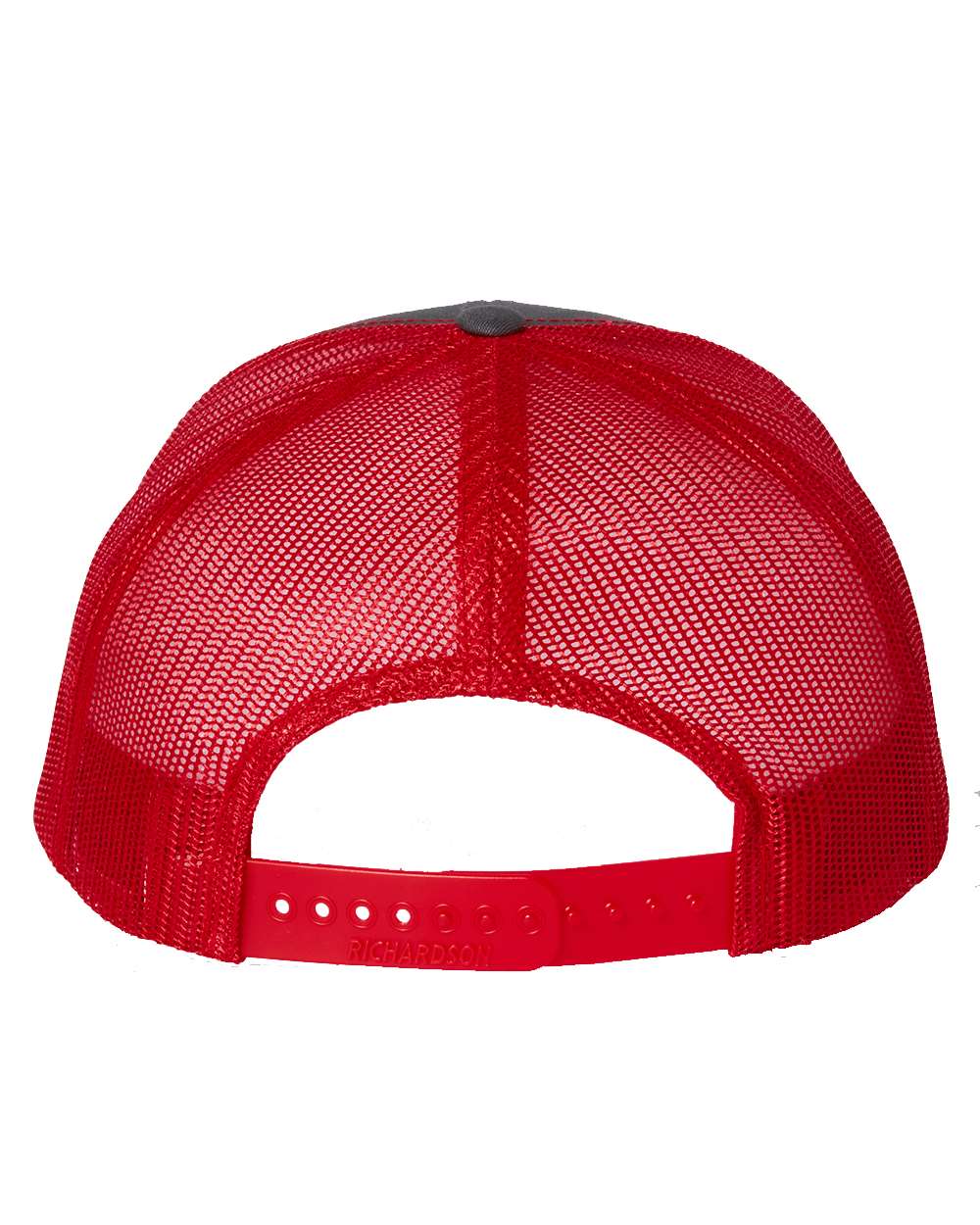 Rear View of Charcoal/ Red Snapback Trucker Cap - 112