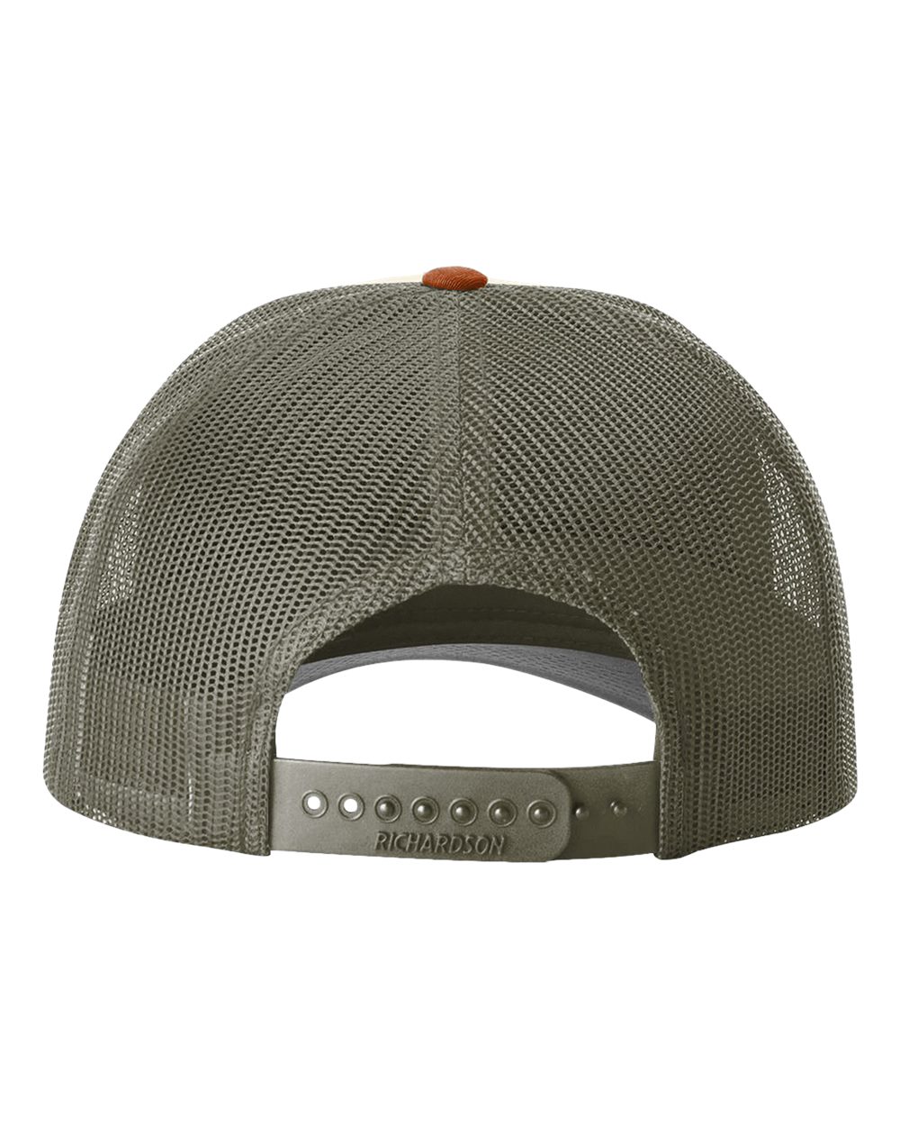 Rear View of Cream/ Loden Green/ Dark Orange Low Pro Trucker Cap - 115
