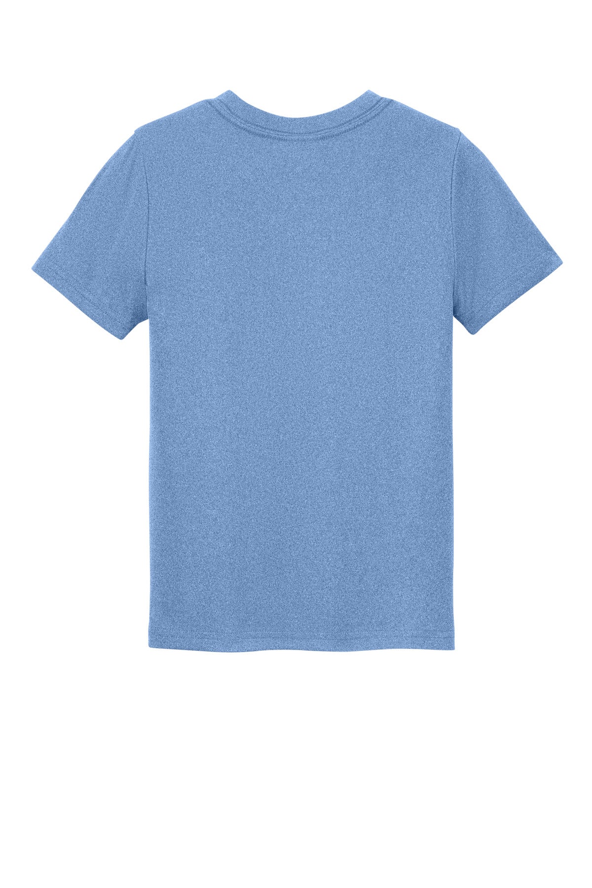 Rear View of CrlnaBlHtr Port & Co Youth Heather Performance Tee PC390Y