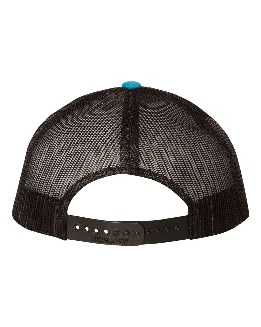 Rear View of Cyan/ Black Low Pro Trucker Cap - 115