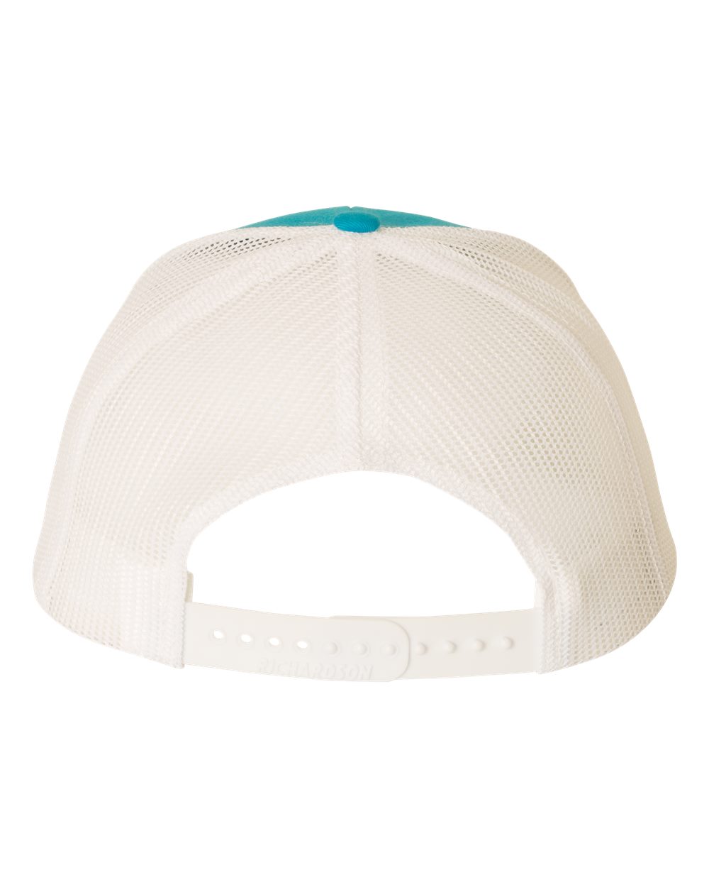 Rear View of Cyan/ White Snapback Trucker Cap - 112