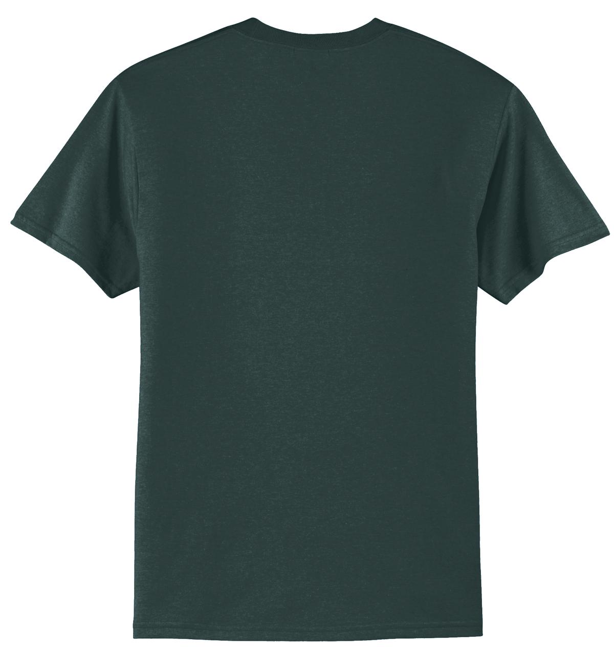 Rear View of Dark Green Port & Co Tall Core Blend Tee. PC55T