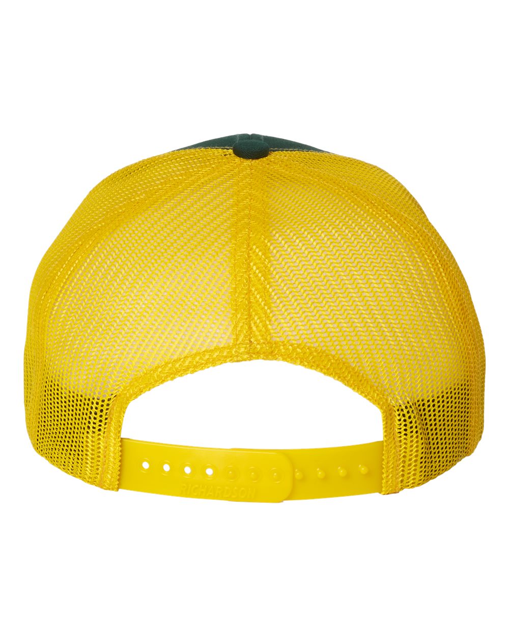 Rear View of Dark Green/ Yellow Snapback Trucker Cap - 112