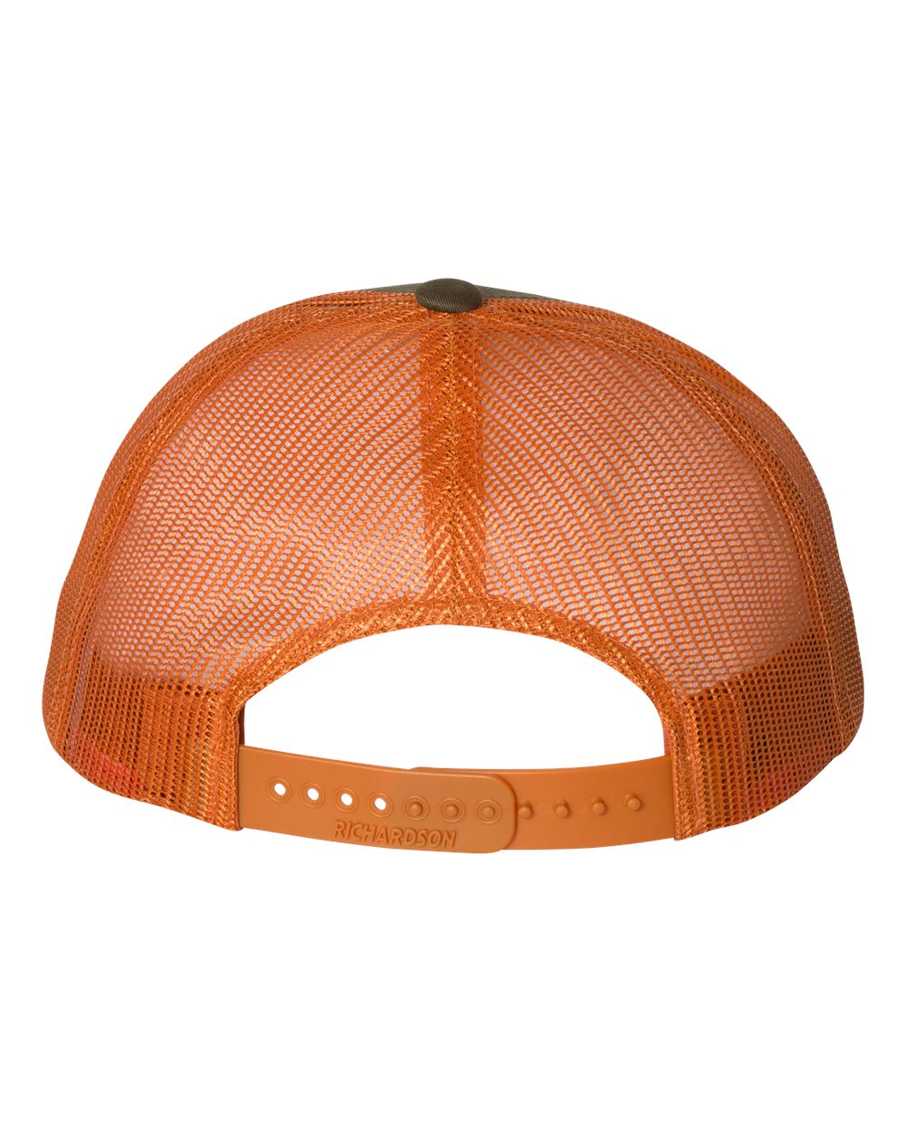 Rear View of Dark Loden/ Jaffa Orange Low Pro Trucker Cap - 115