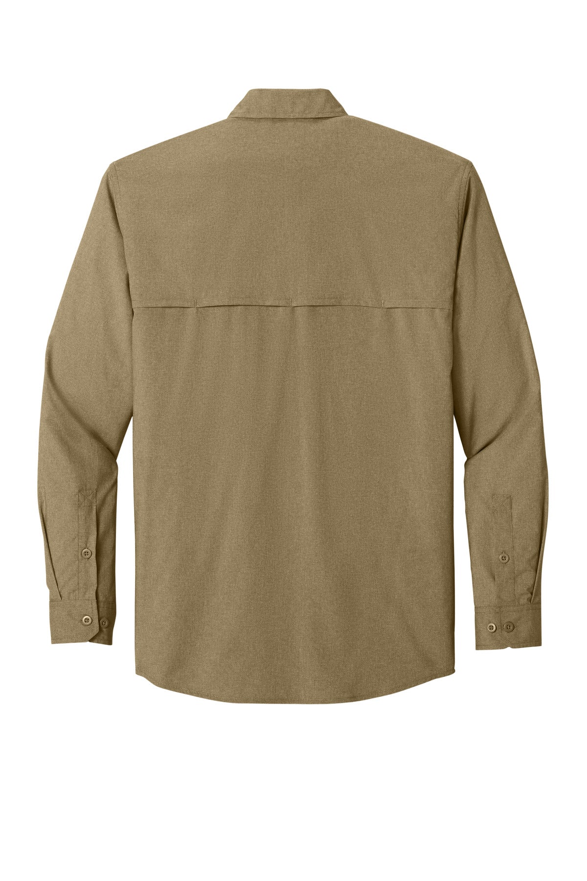 Rear View of DarkKhaki Carhartt Force Sun Defender Long Sleeve Shirt CT107106