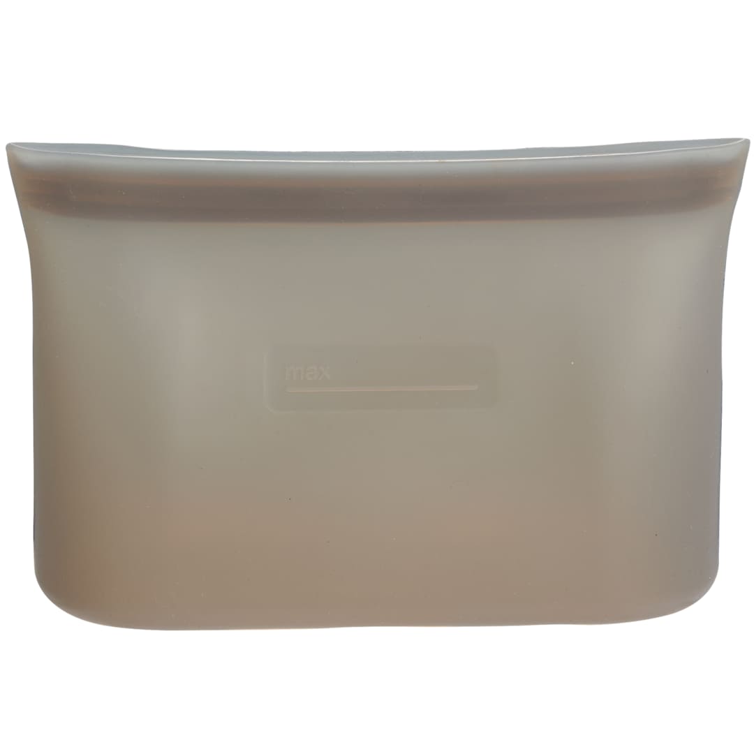 Rear View of Gray Zili Silicone Food Storage Bag 16oz plain