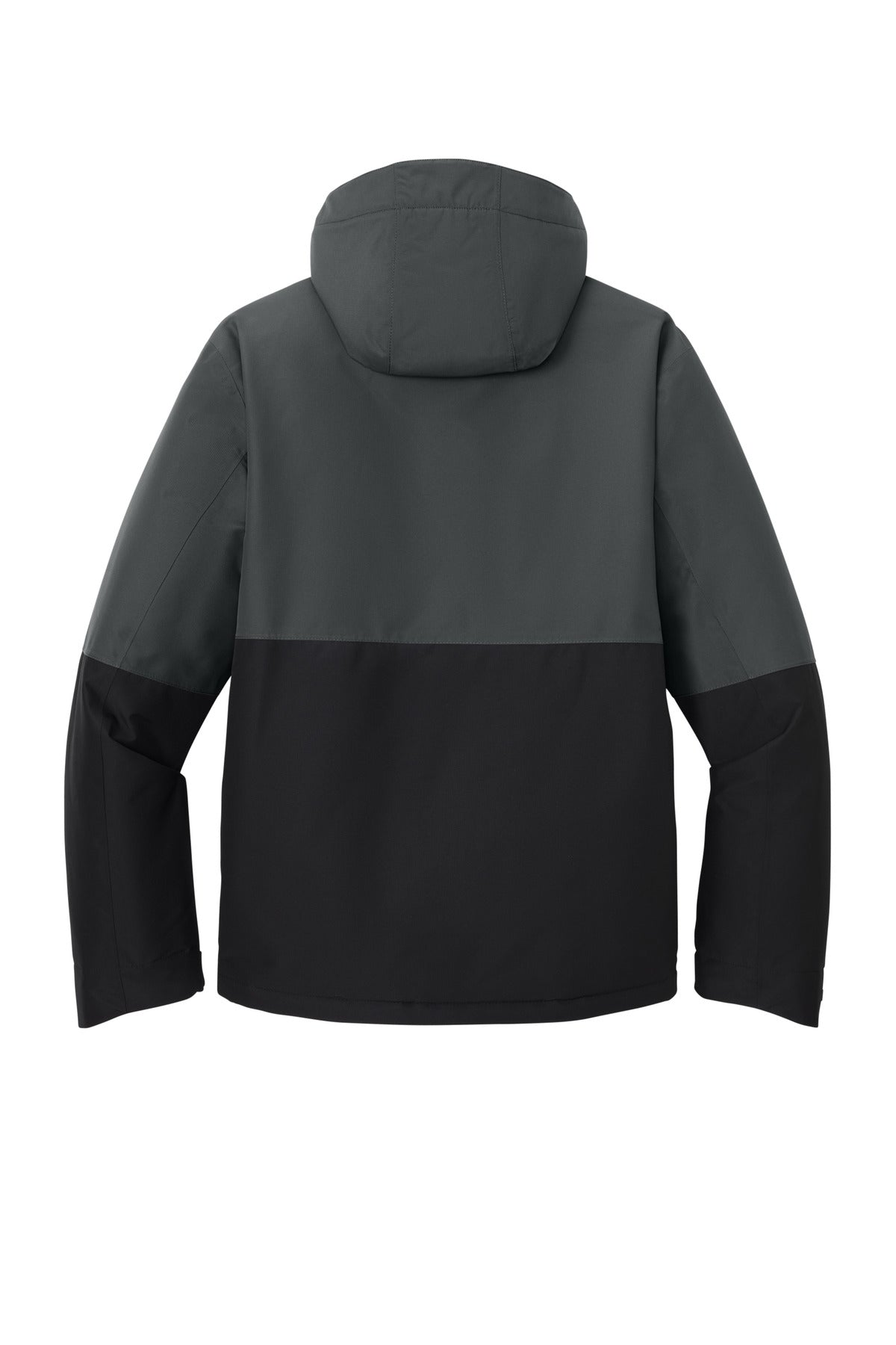 Rear View of GySt/DpBlk Port Authority Insulated Heavy Ripstop Jacket J721