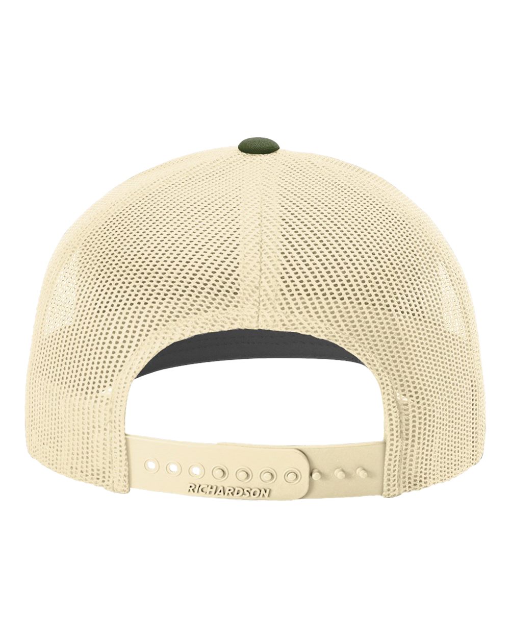 Rear View of Heather Grey/ Birch/ Army Olive Snapback Trucker Cap - 112