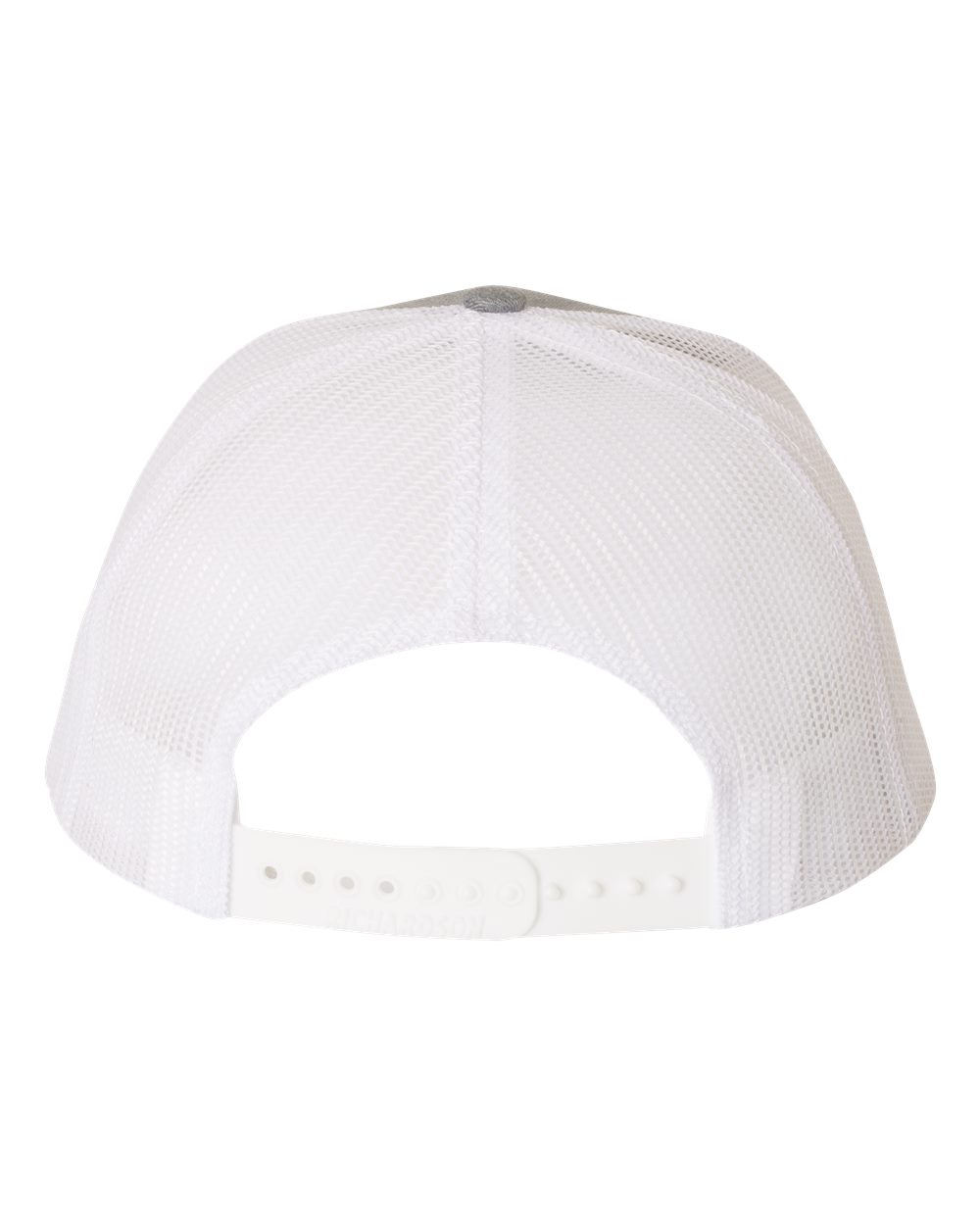Rear View of Heather Grey/ White Snapback Trucker Cap - 112