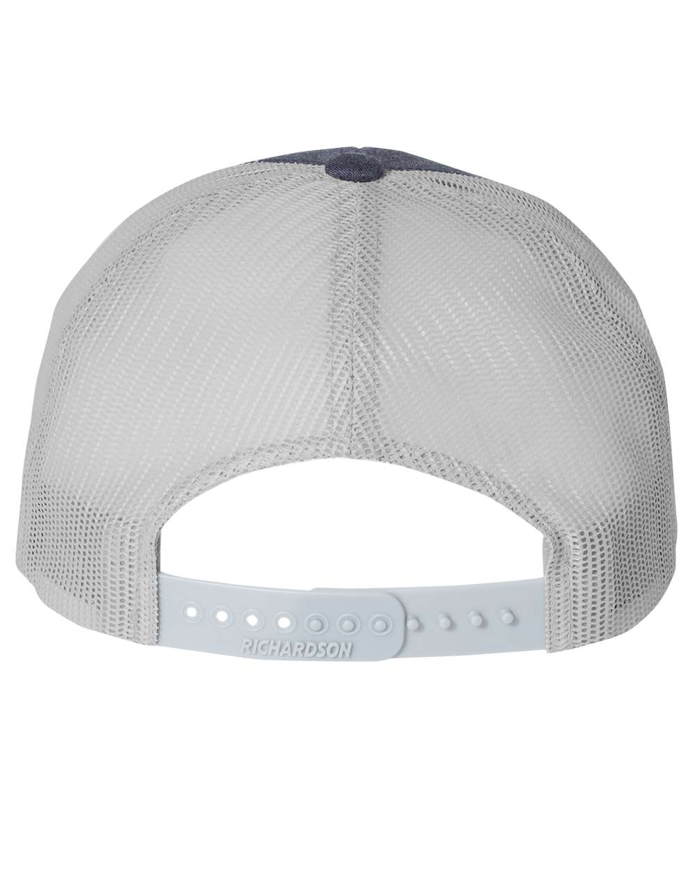 Rear View of Heather Navy/ Light Grey Low Pro Trucker Cap - 115