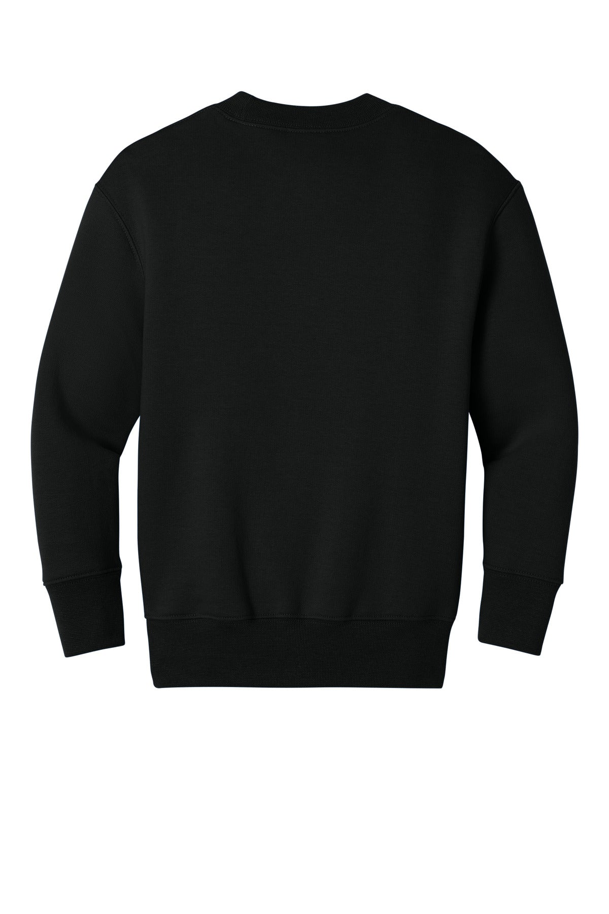 Rear View of JetBlack Port & Co Youth Core Fleece Crewneck Pocket Sweatshirt PC78YPKT