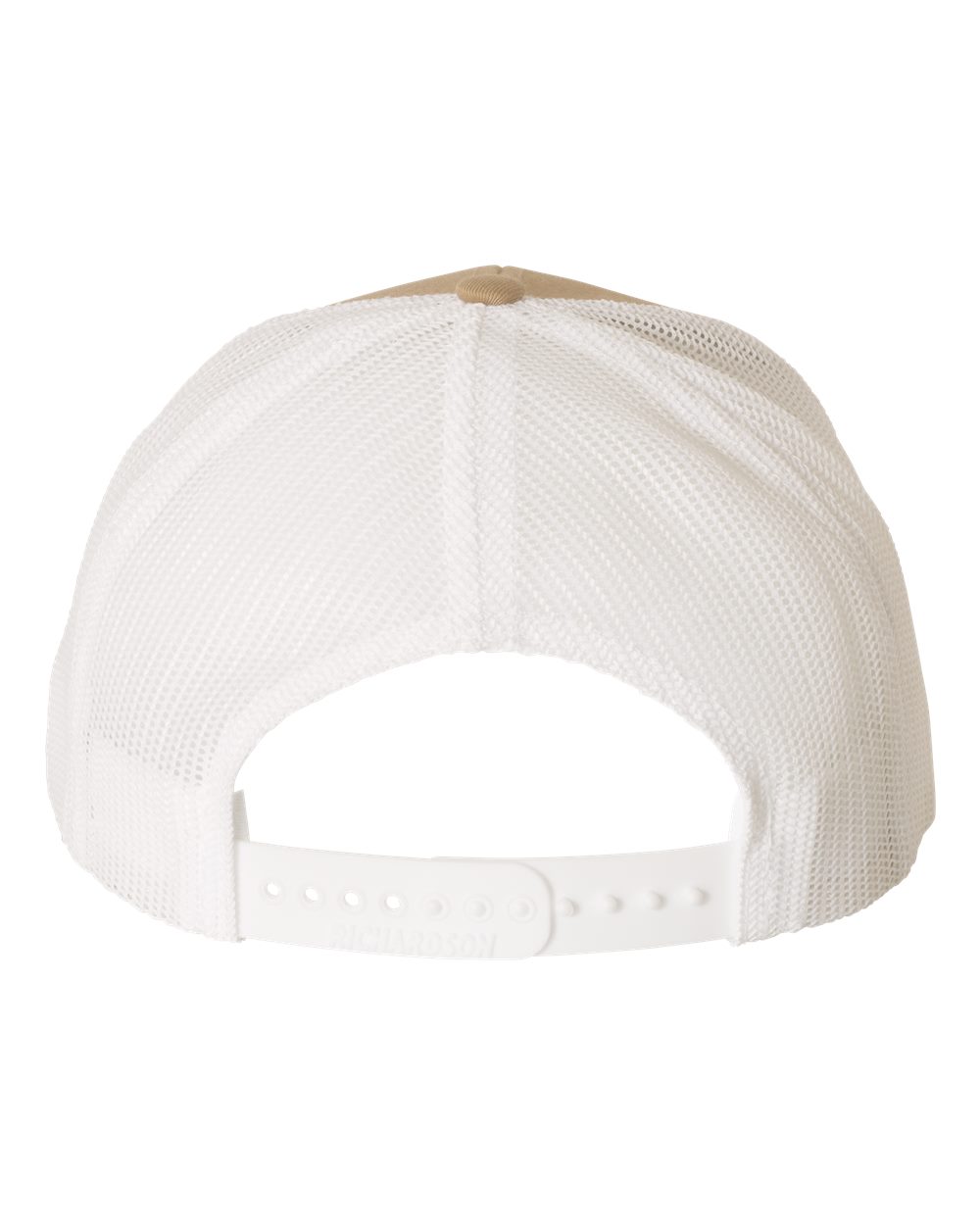 Rear View of Khaki/ White Snapback Trucker Cap - 112