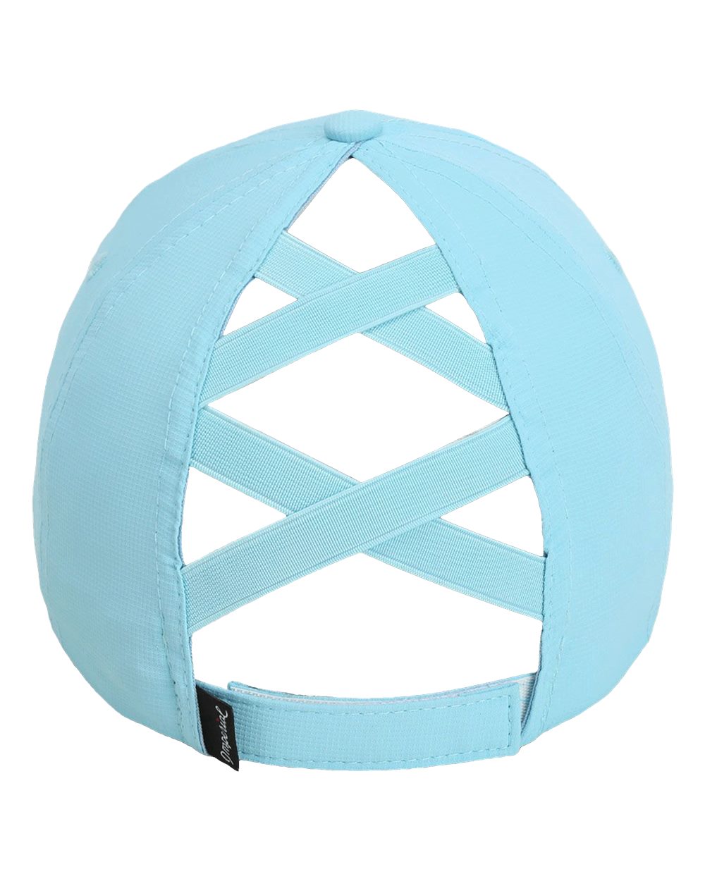 Rear View of Light Blue The Hinsen Women's Performance Ponytail Cap - L338