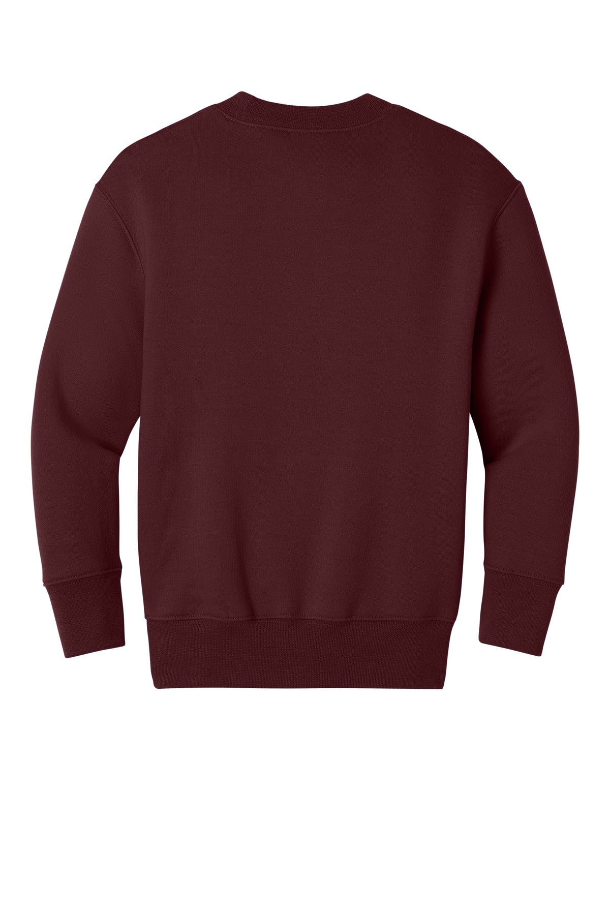 Rear View of Maroon Port & Co Youth Core Fleece Crewneck Pocket Sweatshirt PC78YPKT