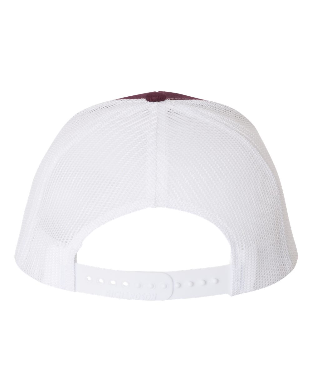 Rear View of Maroon/ White Snapback Trucker Cap - 112