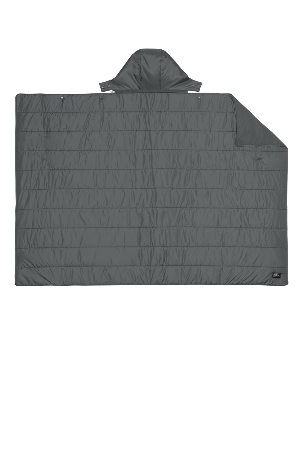 Rear View of MetalGrey Eddie Bauer Puffy Camp Poncho EB755
