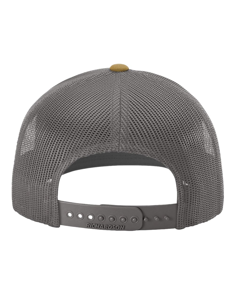Rear View of Mink Beige/ Charcoal/ Amber Gold Snapback Trucker Cap - 112