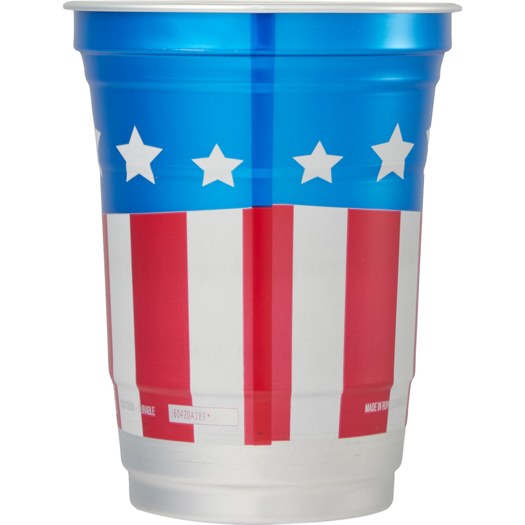 Rear View of Multi Top Cup America 250th Aluminum Cup 16oz
