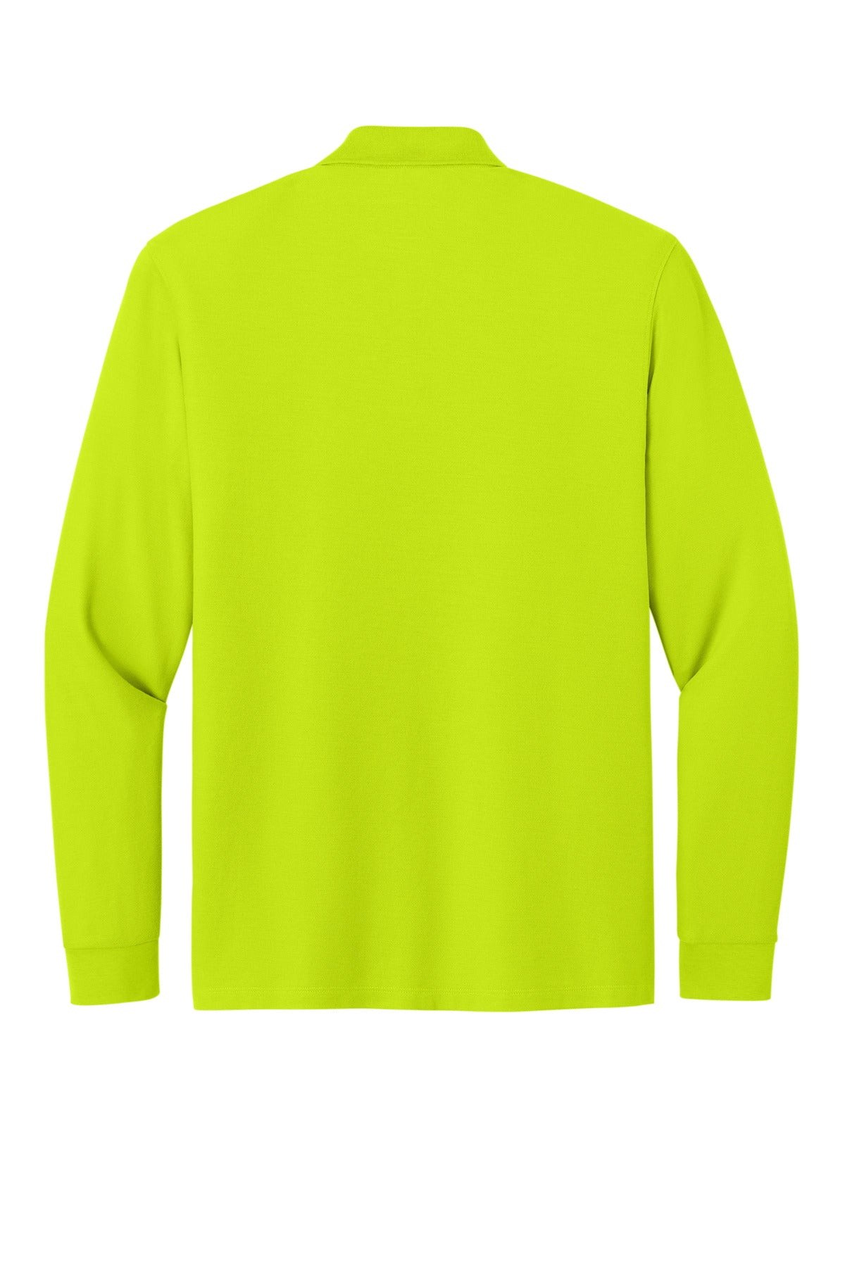 Rear View of NeonYellow Port Authority Wearever Signature Pique Long Sleeve Polo K200LS