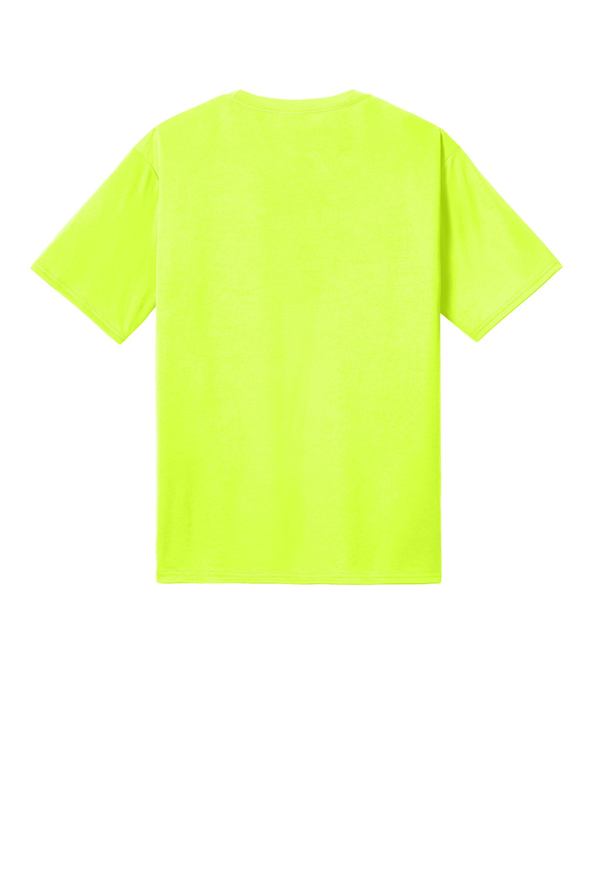 Rear View of NeonYellow Port & Co PosiPrint Performance Tee PC380DTG