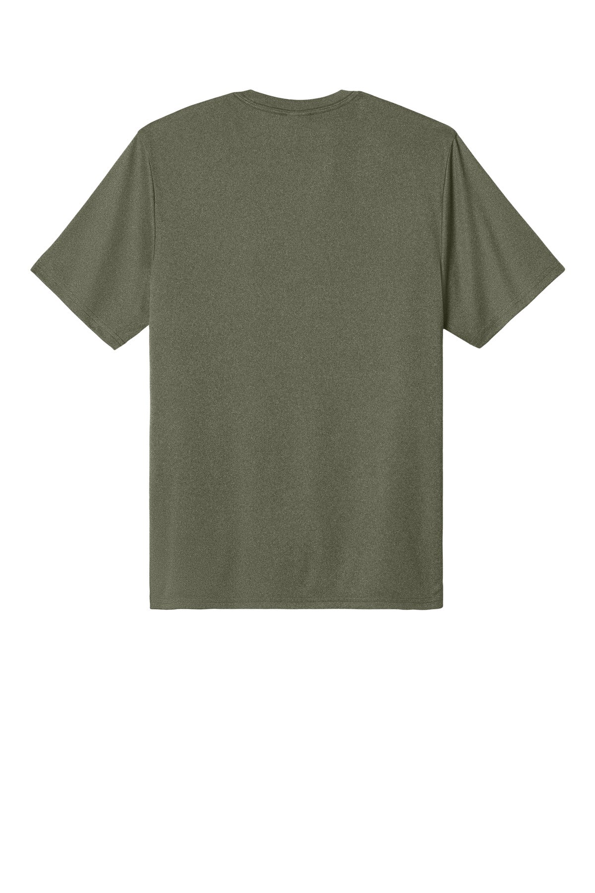 Rear View of OlvDrabGnH Port & Co Heather Performance Tee PC390